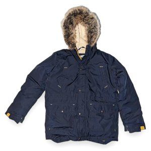 Lands End Grow With Me Down Faux Fur Hooded Winter Parka Jacket L 14H-16H READ